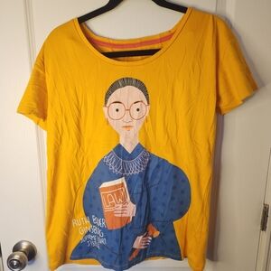 Women's Vibrant Yellow T-Shirt With Ruth Bader Ginsburg Graphic Size Large